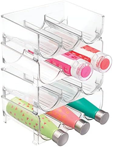 mDesign Clear Stackable 3 Bottle Holder - 4 Pack