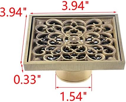 MY MIRONEY 4 Inch Brass Drain Strainer with Rattan Carving