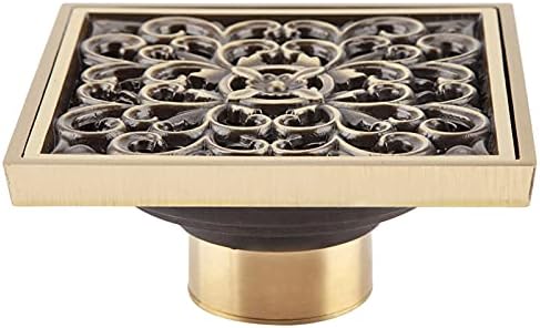 Natudeco Brass Square Floor Drain with Antique Design 1