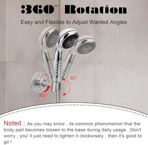 360 Degree Adjustable Stainless Steel Shower Head Holder Wall Mount