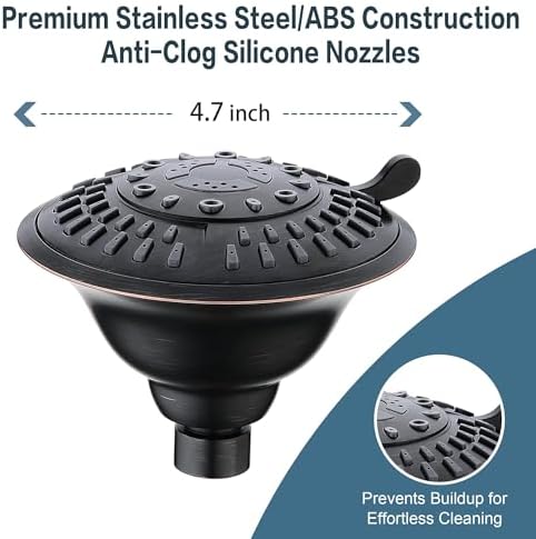 BRIGHT SHOWERS High Pressure Showerhead with 5 Spray Settings
