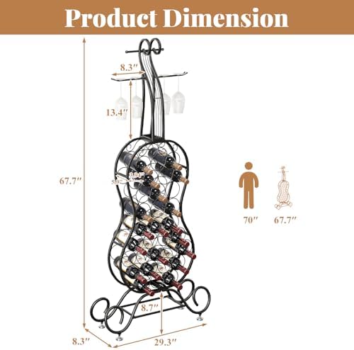 HavenlyYouth 32-Bottle Freestanding Wine Rack - Black Metal Wine Holder