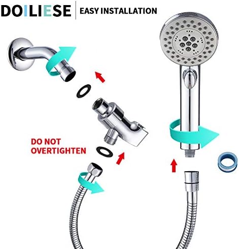 DOILIESE High Pressure 6-Setting Handheld Shower Head with Pause Spa Mode