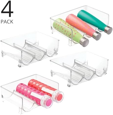 mDesign Clear Stackable 3 Bottle Holder - 4 Pack