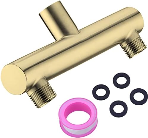 TRUSTMI Double Shower Head Manifold Splitter 2 Way Brushed Gold