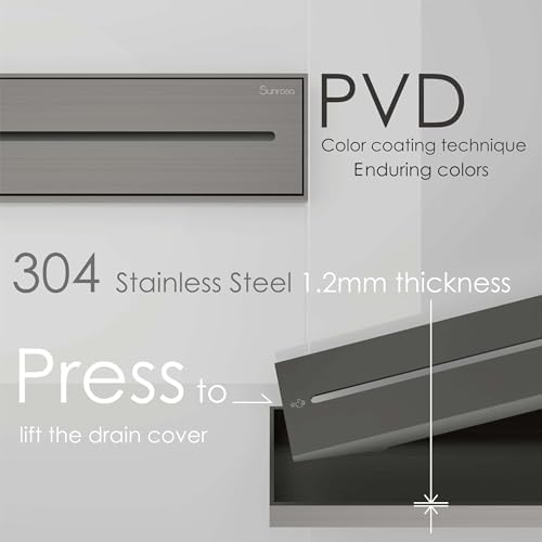 Sunrosa 24 Inch Linear Shower Drain with PVD Coating