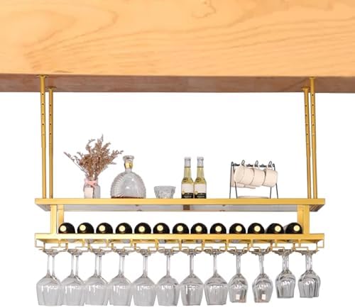 Metal Wine Glass Ceiling Rack with 2 Tiers