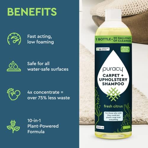 Puracy Professional Carpet Cleaner Detergent 25 Oz Natural Pet Safe