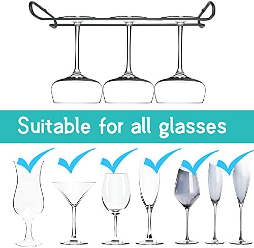 10 Inch Wine Glass Rack Under Cabinet Set of 4 Black 1