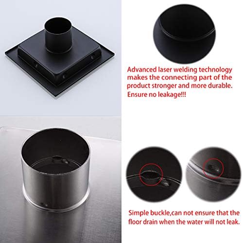 RANDOM Matte Black 6 Inch Drain Cover with Tile Insert