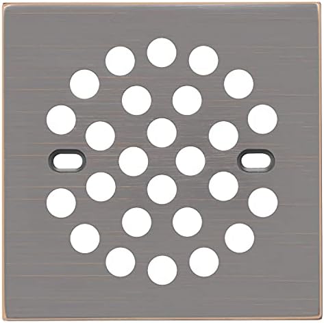RRAJJ Square Screw-in Shower Drain Strainer 4-14 Inch Antique Brown