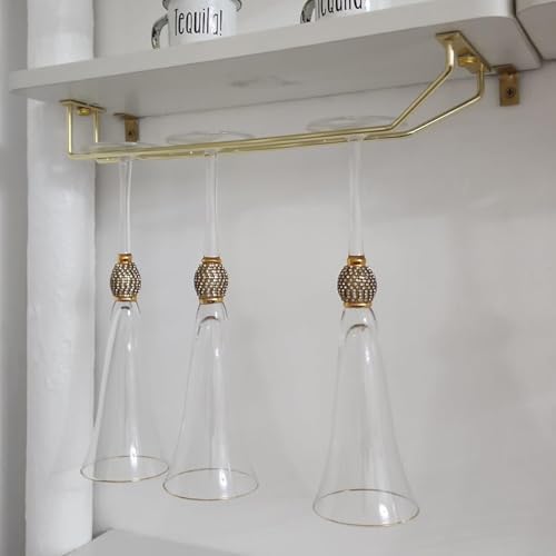 RedDreamer 14-Inch Gold Wine Glass Rack Set of 4