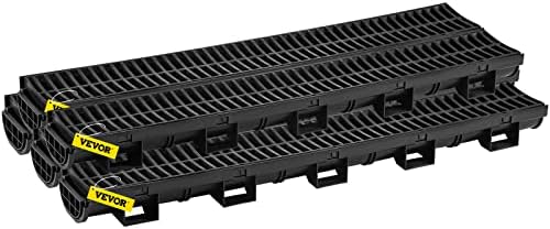 VEVOR Trench Drain System 57x31-Inch HDPE Black 5-Pack