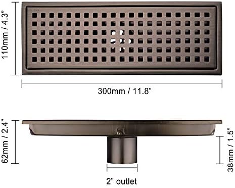 Orhemus Linear Shower Drain with Brushed Bronze Finish