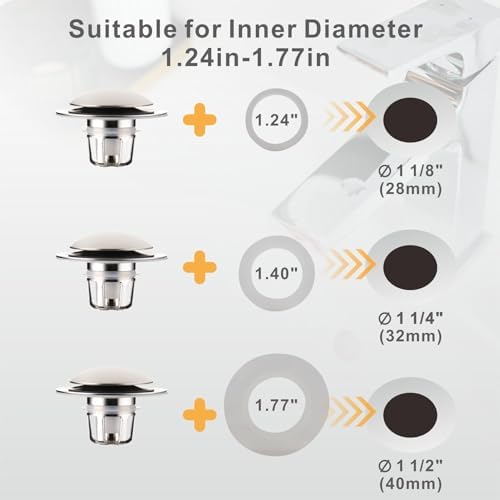 Wellup Universal 2-in-1 Sink Stopper with Hair Catcher