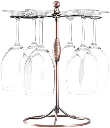 GeLive Bronze Wine Glass Holder Stand 6 Hooks Antiqued Artistic Style