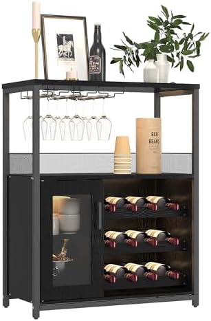 MilleLoom Wine Bar Cabinet with Glass Holder and Detachable Racks