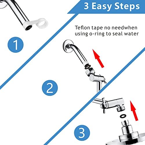 Nuodan 11 Inch Solid Brass Shower Arm with Universal Connection and Chrome Finish