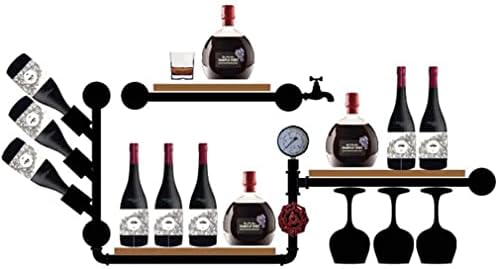 Industrial Antique Metal Wine Glass Rack With Lamp