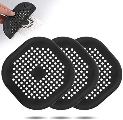 QSCFKL Shower Drain Hair Catcher 3PACK Black