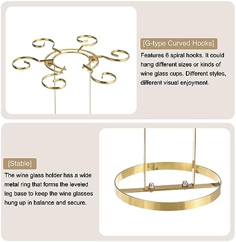 Stylish Gold Wine Glass Holder with 6 Hooks
