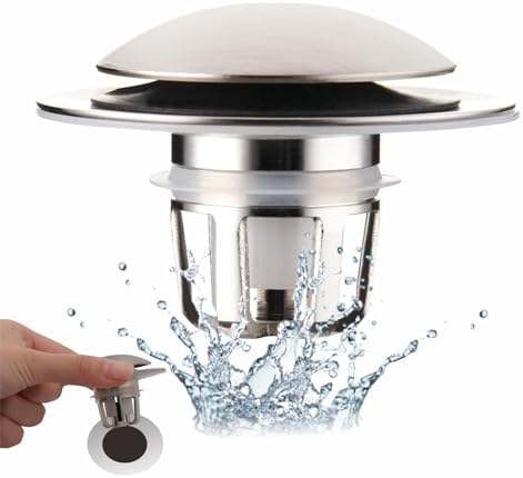 Wellup Universal 2-in-1 Sink Stopper with Hair Catcher