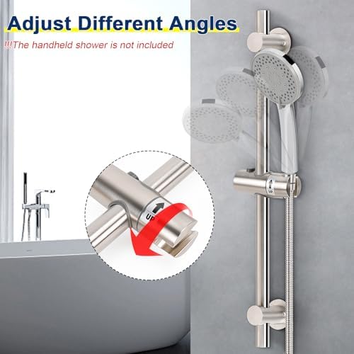 NearMoon Adjustable Shower Slide Bar with 24 Inch Length and Brushed Nickel Finish