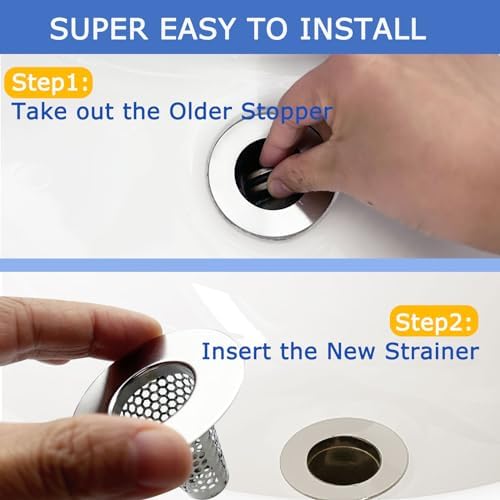 6PCS Stainless Steel Bathroom Sink Drain Strainer Basket