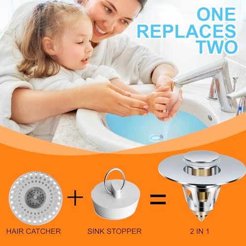 Universal Brass Sink Stopper with Hair Catcher