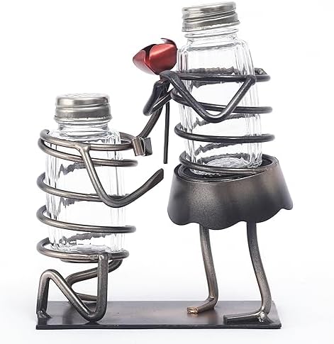 Funny Salt Pepper Shakers Set - Rose Lovers Holder Caddy