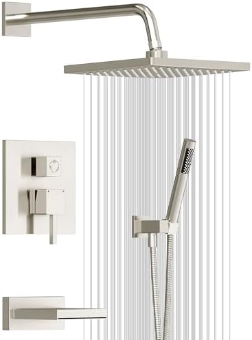Esnbia Bathtub Shower Faucet Set with Rain and Handheld Heads