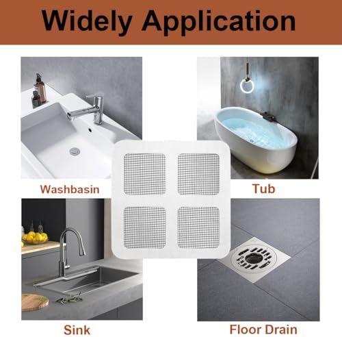 Zengerent 50Pc Drain Hair Catcher Mesh Stickers for Bathroom Bathtub Kitchen
