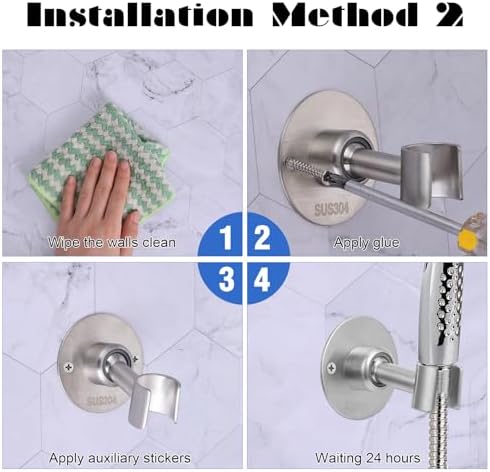 360 Degree Adjustable Stainless Steel Shower Head Holder Wall Mount