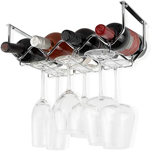 Wallniture Piccola Under Cabinet Wine Rack and Glasses Holder