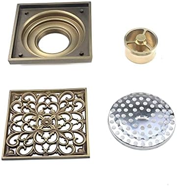 MY MIRONEY 4 Inch Brass Drain Strainer with Rattan Carving