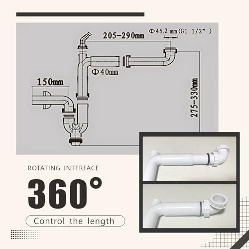 Universal Sink Drain Kit with P Trap for Kitchen and Bathroom White