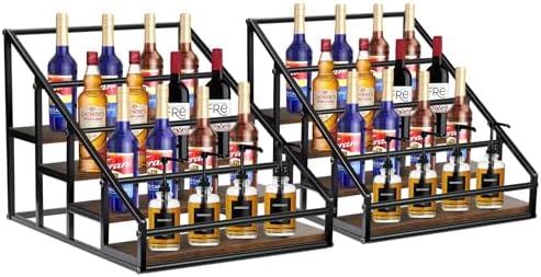 YQBRAO Coffee Syrup Rack Organizer 2 Pack 4 Tier