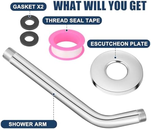 10 Inch Chrome Shower Arm with Flange - Durable Wall Mount Replacement