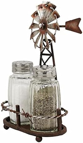 1 Set Of 65H Rustic Windmill Salt And Pepper Shakers