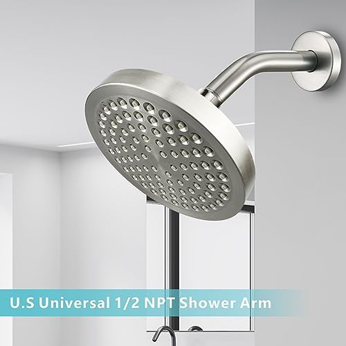 Nuodan 6 Inch Shower Arm with Flange Brushed Nickel