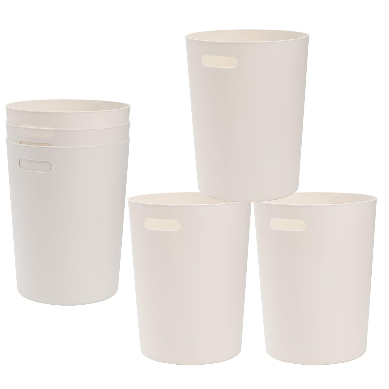 Lyellfe 6 Pack Small Trash Can 15 Gallon Round Wastebasket with Handles