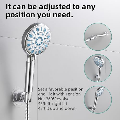 Cobbe Wall Mount Shower Head Holder - 360 Adjustable with Tension Nut