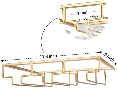 FOMANSH Wine Glass Rack - Gold Metal Cabinet Holder for Bar Kitchen