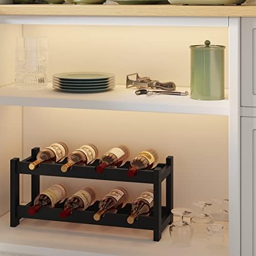 BAMEOS 8-Bottle Freestanding Bamboo Wine Rack