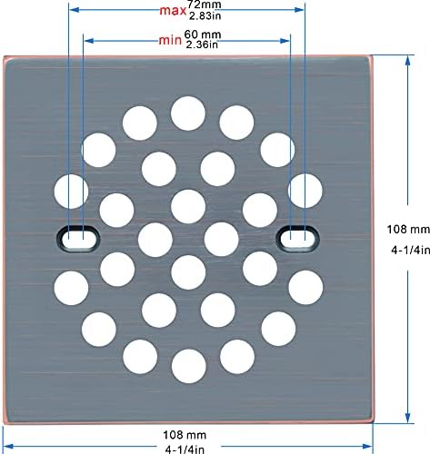 RRAJJ Square Screw-in Shower Drain Strainer 4-14 Inch Antique Brown