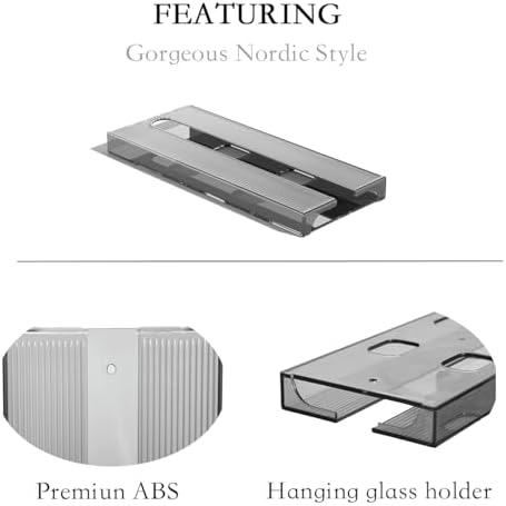 Wine Glass Holder 4 Pack - Gray Under Cabinet Kitchen Rack