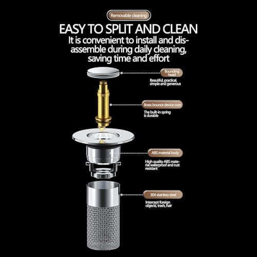 Adealed 2PCS Stainless Steel Sink Stopper with Hair Catcher