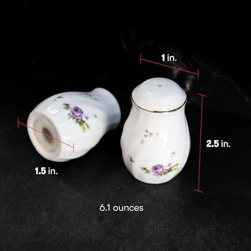Lynns Paradise Lucinda Purple Gold Salt Pepper Shakers Set of 2