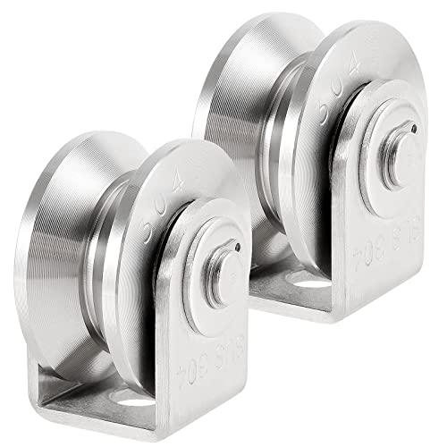 PINGEUI 2 Pack 3 Inch V Groove Caster with Bracket