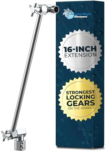 HammerHead Showers All Metal 16 Inch Adjustable Arm - Chrome Shark Teeth Locking